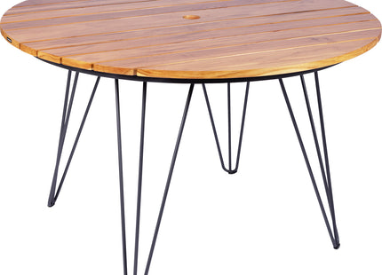Mesa Redonda Tramontina Tarsila de Madera de Teca con Estructura de Acero al Carbono y Acabado Grafito Ecoclear