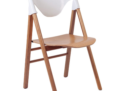 Silla Tramontina Flare en Madera Tauari con Acabado en Barniz PU y Respaldo en Polipropileno Blanco