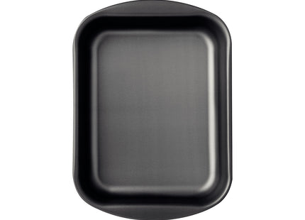 Asadera rectangular honda Tramontina Brasil en aluminio con revestimiento interno y externo antiadherente Starflon Max grafito 28 cm 3.3 L
