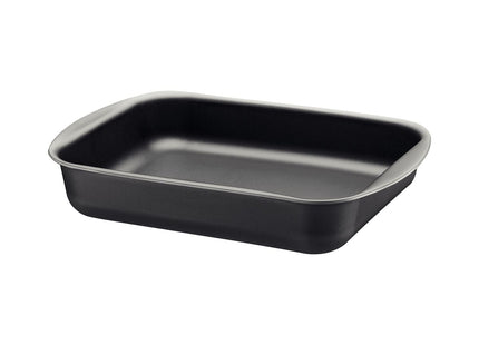 Asadera rectangular honda Tramontina Brasil en aluminio con revestimiento interno y externo antiadherente Starflon Max grafito 28 cm 3.3 L