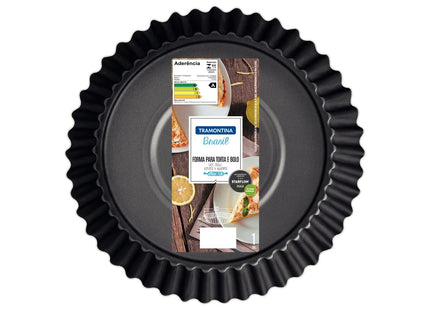 Molde para Tarta Tramontina Brasil en aluminio con revestimiento interno y externo antiadherente Starflon Max grafito 26 cm 1.8 L
