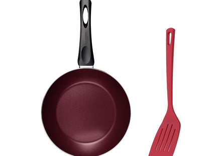 Sartén Tramontina Praga en Aluminio con Revestimiento Antiadherente Interno y Externo Starflon Max Rojo con Espátula de Nylon 20 cm 0.8 L
