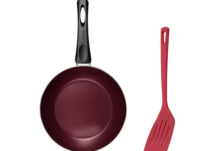 Sartén Tramontina Praga en Aluminio con Revestimiento Antiadherente Interno y Externo Starflon Max Rojo con Espátula de Nylon 20 cm 0.8 L