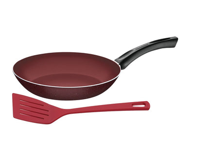 Sartén Tramontina Praga en Aluminio con Revestimiento Interno y Externo en Antiadherente Starflon Max Rojo con Espátula 24 cm 1.2 L