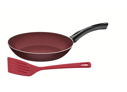 Sartén Tramontina Praga en Aluminio con Revestimiento Interno y Externo en Antiadherente Starflon Max Rojo con Espátula 24 cm 1.2 L