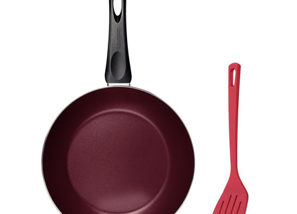 Sartén Tramontina Praga en Aluminio con Revestimiento Antiadherente Interno y Externo Starflon Max Rojo con Espátula de Nylon 26 cm 1.8 L