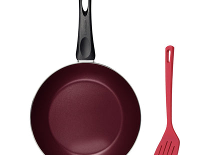 Sartén Tramontina Praga en Aluminio con Revestimiento Antiadherente Interno y Externo Starflon Max Rojo con Espátula de Nylon 26 cm 1.8 L