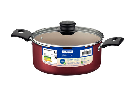 Cacerola Tramontina Turim en aluminio con revestimiento interno y externo con antiadherente Starflon Max roja 22 cm y 3.7 L