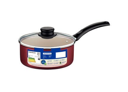 Olla Tramontina Turim en aluminio con revestimiento interno y externo con antiadherente Starflon Max roja 16 cm y 1.4 L