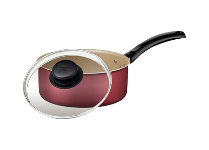 Olla Tramontina Turim en aluminio con revestimiento interno y externo con antiadherente Starflon Max roja 16 cm y 1.4 L