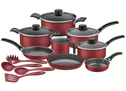 Batería de Cocina Tramontina Turim de Aluminio con Revestimiento Interno de Antiadherente Starflon Max Rojo 12 Piezas