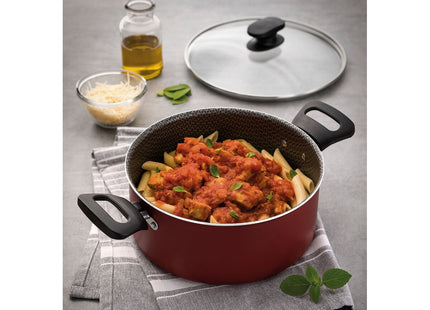 Cacerola Tramontina Loreto en Aluminio con Revestimiento Interno y Externo Antiadherente Starflon Max con Tapa y Asas Baquelita 22 cm 3.7 L Rojo