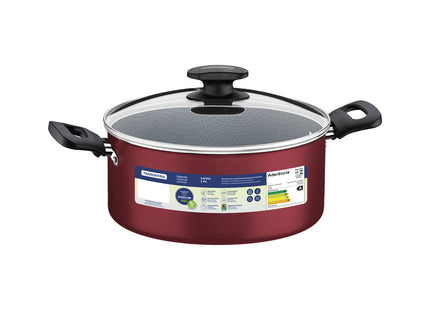 Cacerola Tramontina Loreto en Aluminio con Revestimiento Interno y Externo Antiadherente Starflon Max con Tapa y Asas Baquelita 22 cm 3.7 L Rojo