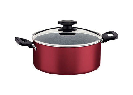 Cacerola Tramontina Loreto en Aluminio con Revestimiento Interno y Externo Antiadherente Starflon Max con Tapa y Asas Baquelita 22 cm 3.7 L Rojo