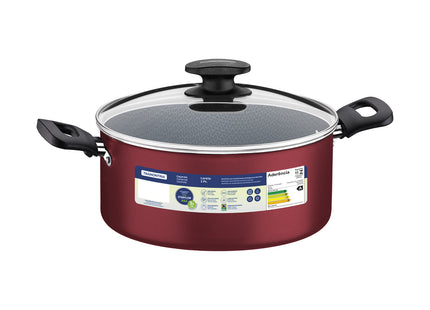 Cacerola Tramontina Loreto en Aluminio con Revestimiento Interno y Externo Antiadherente Starflon Max con Tapa y Asas Baquelita 24 cm 4.7 L Rojo