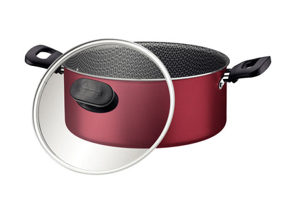 Cacerola Tramontina Loreto en Aluminio con Revestimiento Interno y Externo Antiadherente Starflon Max con Tapa y Asas Baquelita 24 cm 4.7 L Rojo