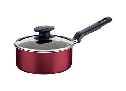 Olla Tramontina Loreto en Aluminio con Revestimiento Interno y Externo Antiadherente Starflon Max Mango Baquelita y Tapa de Vidrio 18 cm 2.0 L Rojo
