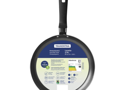 Panquequera Tramontina Loreto en Aluminio con Revestimiento Interno Antiadherente Starflon Max y Mango Baquelita 22 cm 0.6 L Grafito
