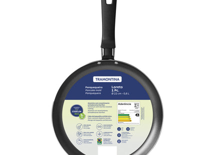 Panquequera Tramontina Loreto en Aluminio con Revestimiento Interno Antiadherente Starflon Max y Mango Baquelita 22 cm 0.6 L Grafito