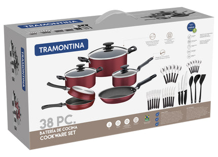 Batería de Cocina Tramontina en Aluminio con Revestimiento Interno y Externo Antiadherente Starflon Max Grafito 38 Piezas