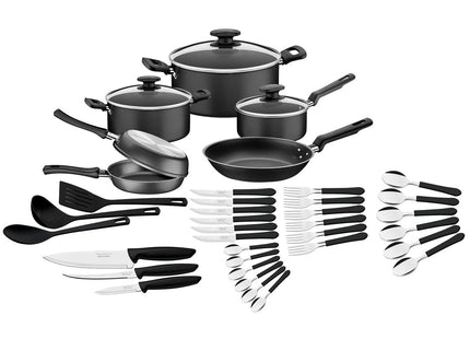 Batería de Cocina Tramontina en Aluminio con Revestimiento Interno y Externo Antiadherente Starflon Max Grafito 38 Piezas