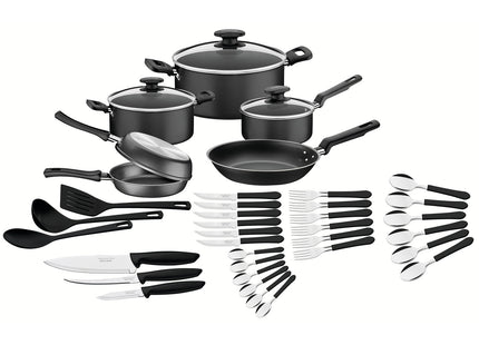 Batería de Cocina Tramontina en Aluminio con Revestimiento Interno y Externo Antiadherente Starflon Max Grafito 38 Piezas