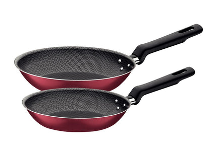 Juego de Sartenes Tramontina Loreto en Aluminio con Revestimiento Interno y Externo Antiadherente Starflon Max con Mangos de Baquelita Rojo 2 Piezas