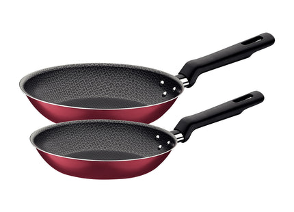 Juego de Sartenes Tramontina Loreto en Aluminio con Revestimiento Interno y Externo Antiadherente Starflon Max con Mangos de Baquelita Rojo 2 Piezas