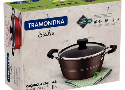Cacerola Tramontina Sicília en Aluminio con Revestimiento Interno y Externo en Antiadherente Starflon Excellent Avellana 24 cm 4.3 L