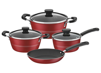 Batería de cocina Tramontina Sicília en aluminio con revestimiento interno y externo en antiadherente Starflon Excellent rojo 4 piezas