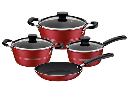 Batería de cocina Tramontina Sicília en aluminio con revestimiento interno y externo en antiadherente Starflon Excellent rojo 4 piezas