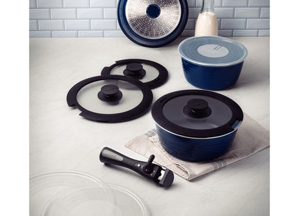 Batería de Cocina Multiuso Tramontina Itria en Aluminio con Revestimiento Cerámico y Mango Removible Azul 10 Piezas