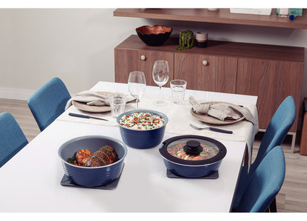 Batería de Cocina Multiuso Tramontina Itria en Aluminio con Revestimiento Cerámico y Mango Removible Azul 10 Piezas