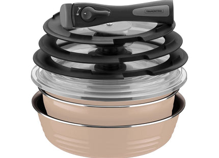 Batería de Cocina Multiuso Tramontina Itria en Aluminio con Revestimiento Cerámico y Mango Desmontable Marfil 10 Piezas