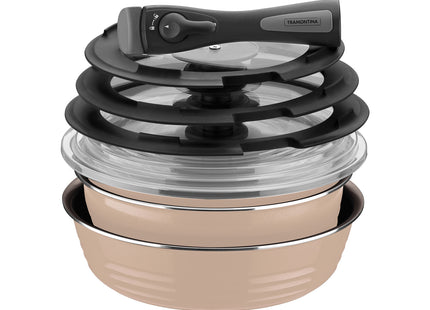 Batería de Cocina Multiuso Tramontina Itria en Aluminio con Revestimiento Cerámico y Mango Desmontable Marfil 10 Piezas