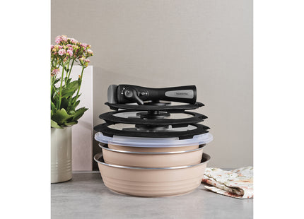 Batería de Cocina Multiuso Tramontina Itria en Aluminio con Revestimiento Cerámico y Mango Desmontable Marfil 10 Piezas