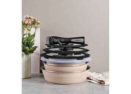 Batería de Cocina Multiuso Tramontina Itria en Aluminio con Revestimiento Cerámico y Mango Desmontable Marfil 10 Piezas