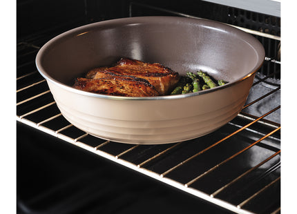 Batería de Cocina Multiuso Tramontina Itria en Aluminio con Revestimiento Cerámico y Mango Desmontable Marfil 10 Piezas