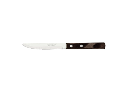 Cuchillo de Mesa Tramontina con Lámina de Acero Inoxidable y Mango de Madera Tratada Polywood Castaño 4"