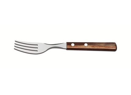 Tenedor de Mesa Tramontina con Lámina de Acero Inoxidable y Mango de Madera Tratada Polywood Castaño