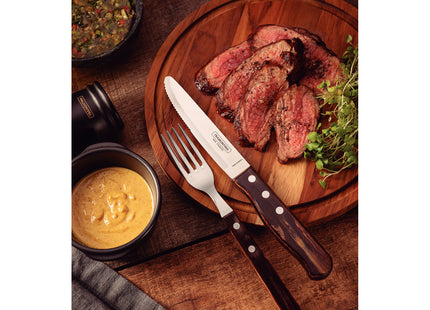 Cuchillo para Asado Jumbo Tramontina con Lámina de Acero Inoxidable y Mango de Madera Polywood Castaño 5"