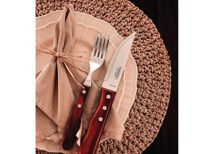 Cuchillo para Asado Jumbo Tramontina con Lámina de Acero Inoxidable y mango de madera Tratada Polywood Rojo 5"