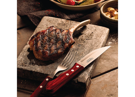 Cuchillo para Asado Jumbo Tramontina con Lámina de Acero Inoxidable y mango de madera Tratada Polywood Rojo 5"