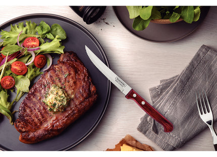 Cuchillo para Asado y Frutas Tramontina Polywood con Lámina de Acero Inoxidable y Mango de Madera Tratada Rojo 5"