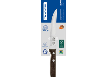 Cuchillo para Asado y Frutas Tramontina Polywood con Lámina de Acero Inoxidable y Mango de Madera Tratada Castaño 5"