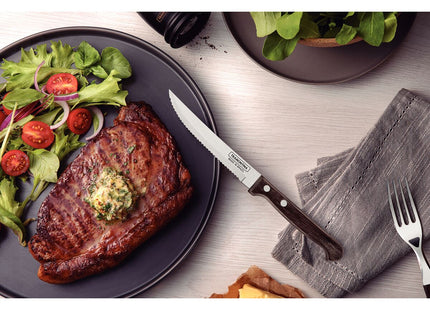 Cuchillo para Asado y Frutas Tramontina Polywood con Lámina de Acero Inoxidable y Mango de Madera Tratada Castaño 5"