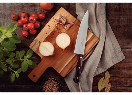 Cuchillo Chef Tramontina Polywood con Lámina de Acero Inoxidable y Mango de Madera Tratada Castaño 8"
