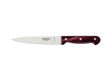 Cuchillo Utility Tramontina Polywood con Lámina de Acero Inoxidable y Mango de Madera Tratada Rojo 6"