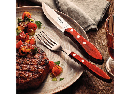 Cuchillo para Asado Jumbo Tramontina con Lámina de Acero Inoxidable y Mango de Madera Polywood Rojo 5"