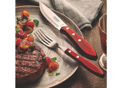 Cuchillo para Asado Jumbo Tramontina con Lámina de Acero Inoxidable y Mango de Madera Polywood Rojo 5"